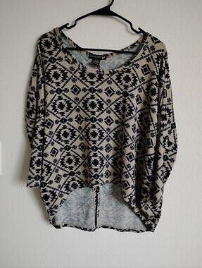 Living Doll Boxy Blouse Hi-Low 3/4 Sleeves